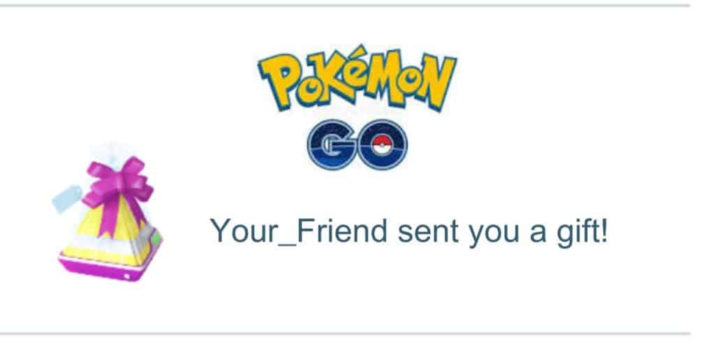 A gift sent by a friend in the game PokemonGo