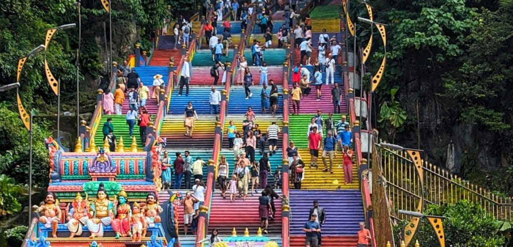 The Colorful stairs at Batu Caves
