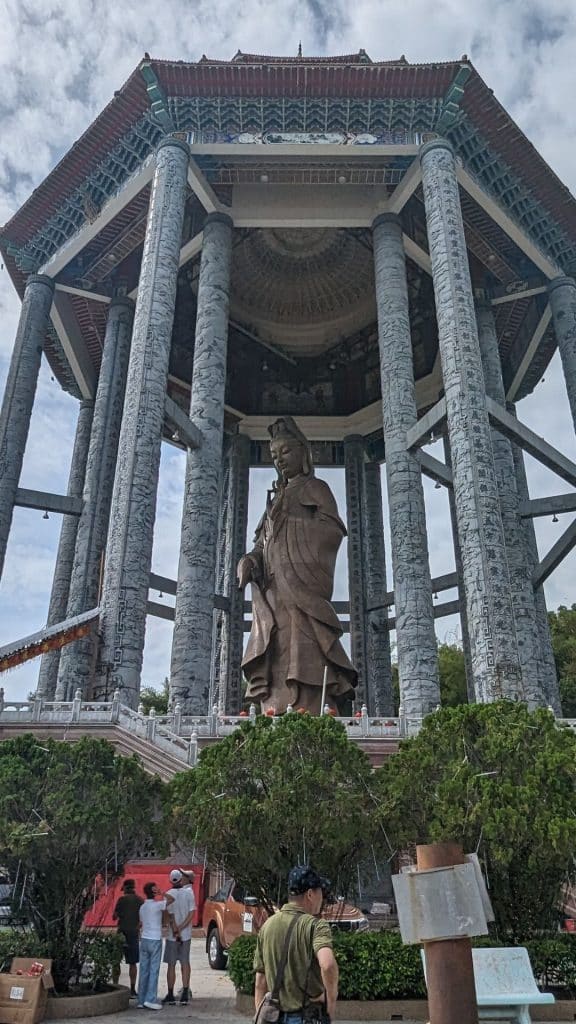 The Goddess of Mercy Statue under her pagoda.