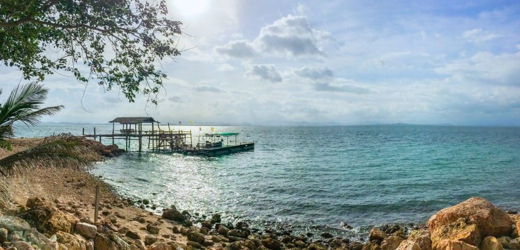 A rocky beach in Koh Thalu.