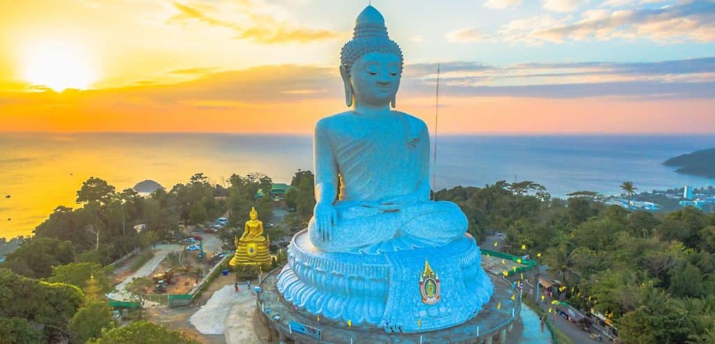 A large Buddha statue near the shore in Phuket, Thailand.