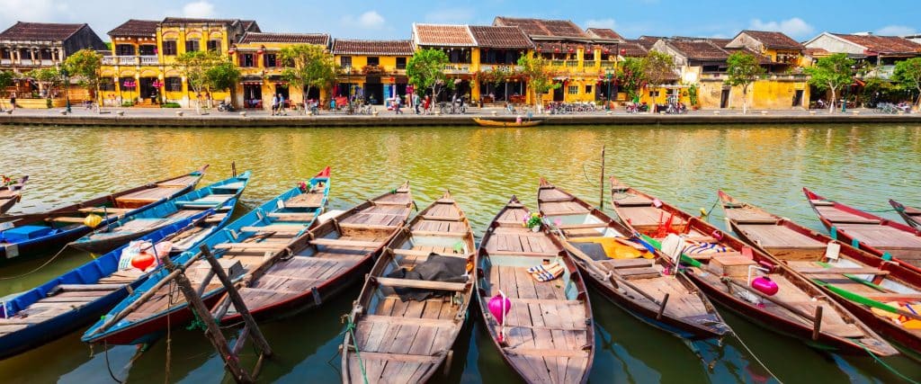 Boats in the water in Hoi An's Old Town.