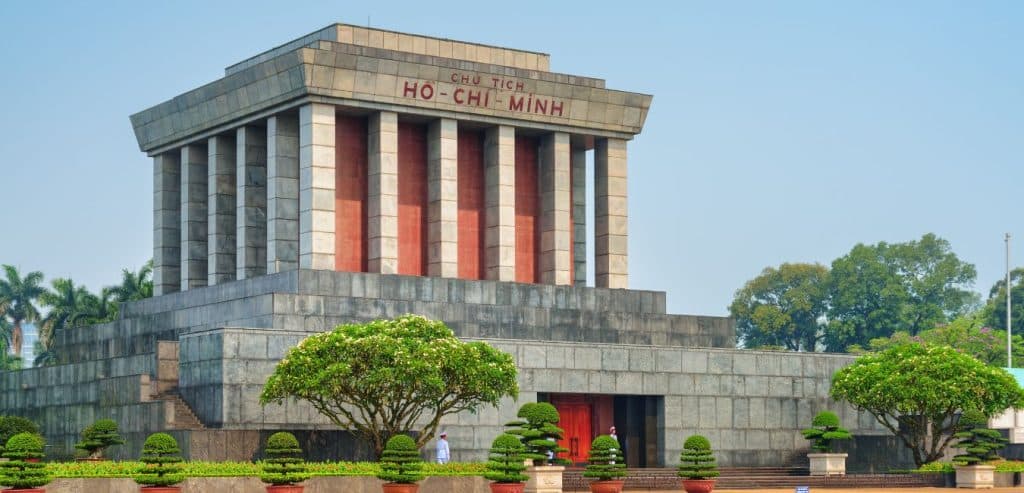 The Ho Chi Minh Mausoleum was is a rectangular building modeled off of Lenin's tomb in Russia.