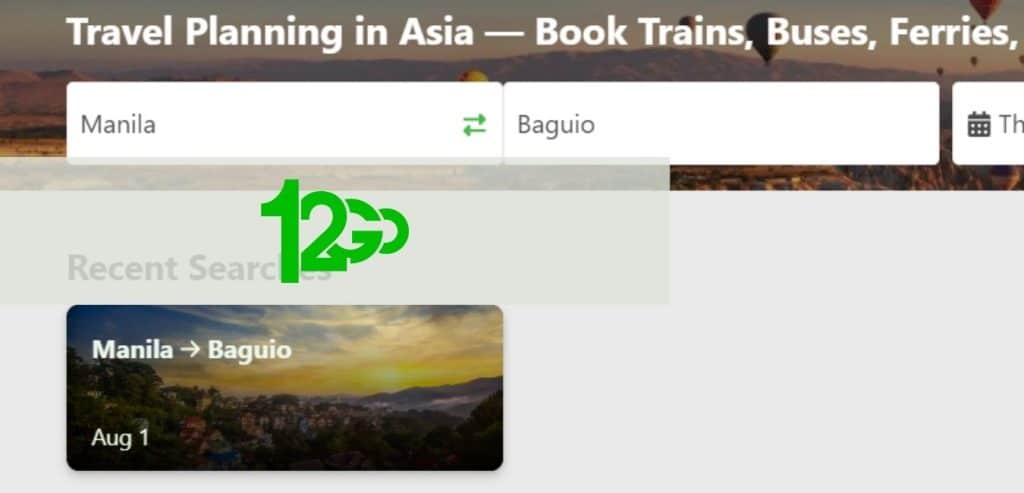 12Go logo over website screenshot