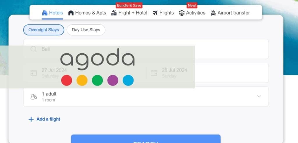 Agoda Logo over site