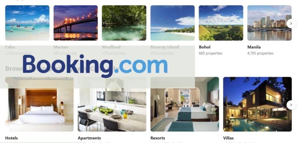 Booking Logo over Booking Site