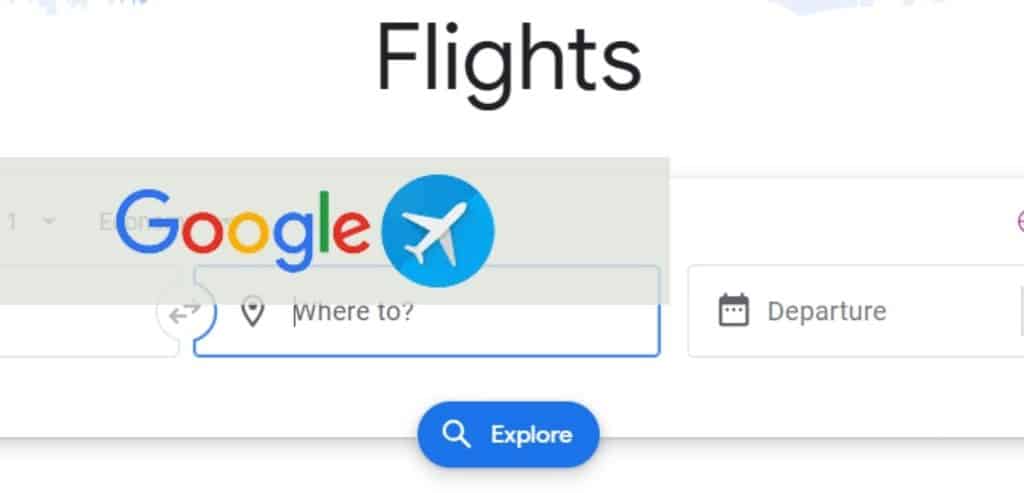 Google Flights Logo over search bar