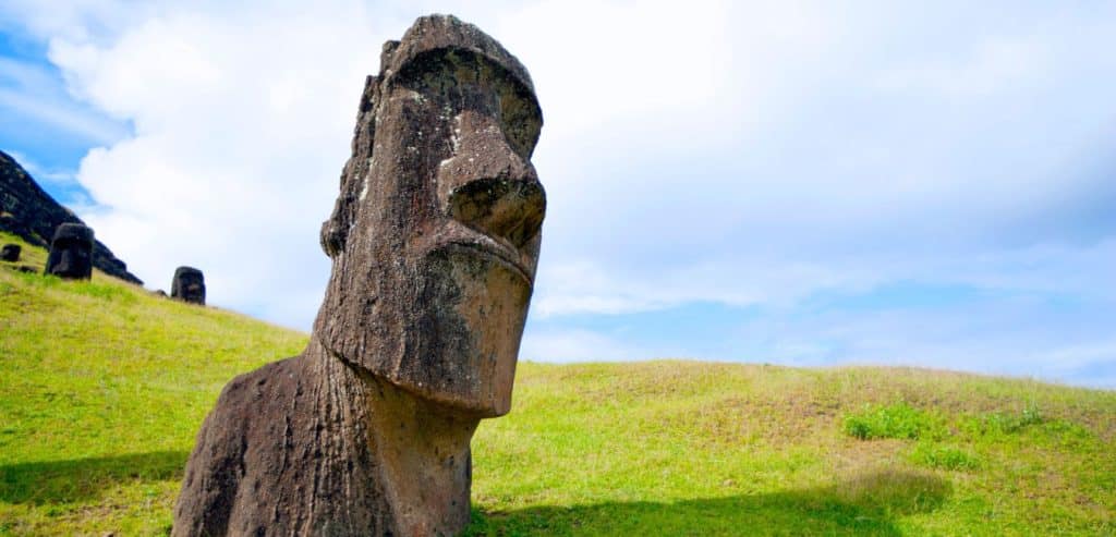 A solitary moai statue on Easter Island
