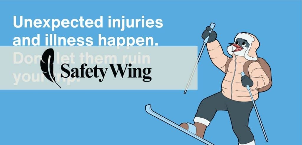 SafetyWing Logo over banner ad