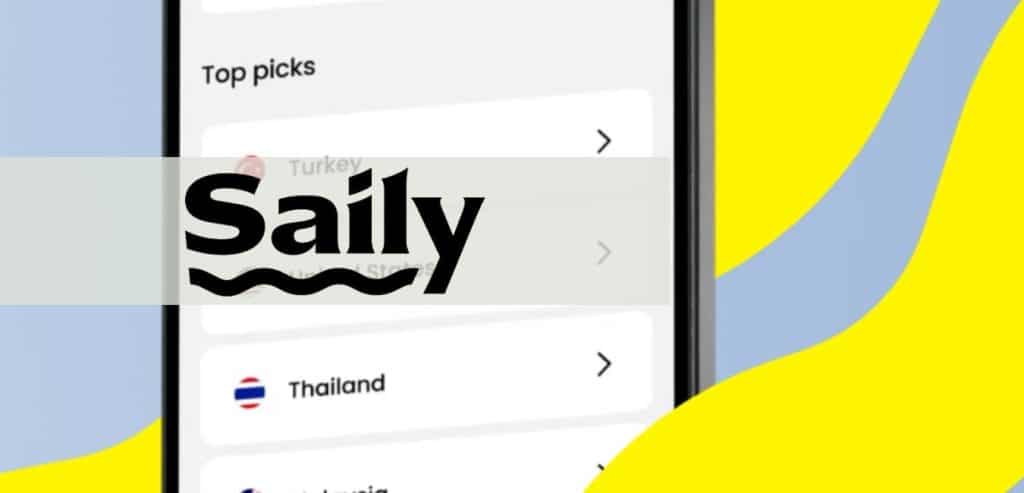Saily Logo over screenshot