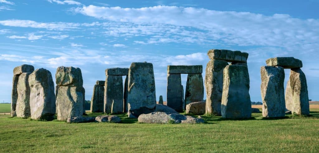 Stonehenge with a blue sky