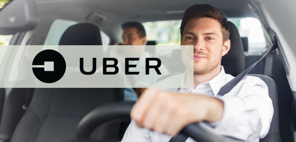 Uber Logo over picture of driver