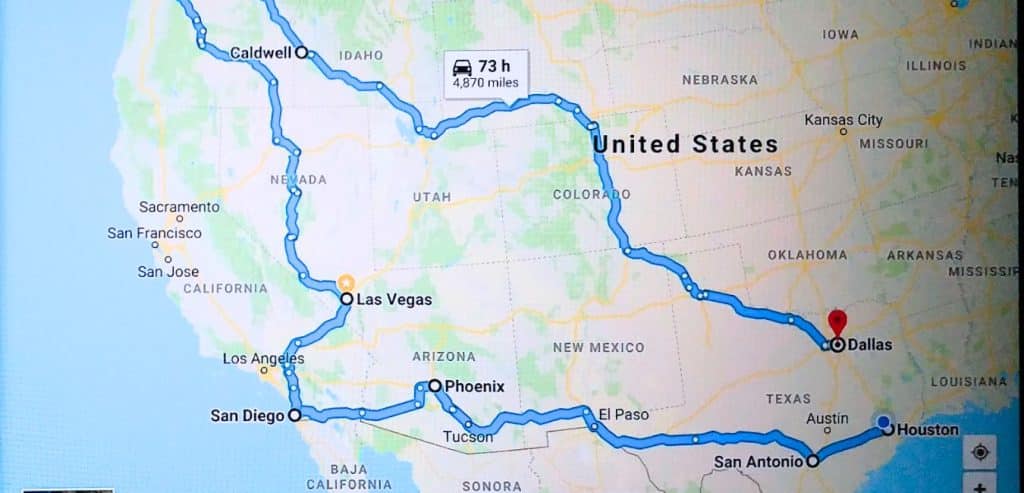 A map of a very long route