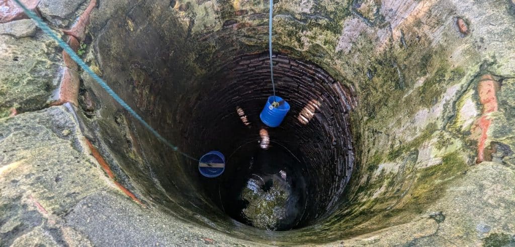 Getting water from the well on Cham Island