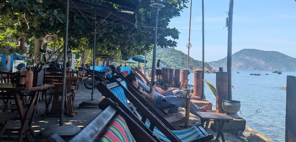 Lounging chairs at out homestay on Cham