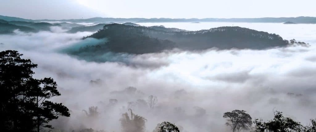 Clouds next to mountains in Mang Den, Vietnam
