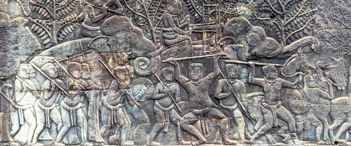 Bas-relief carving in Angkor Wat