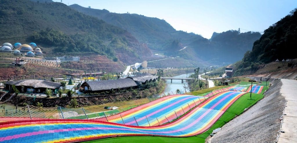 A rainbow colored slide in Vietnam