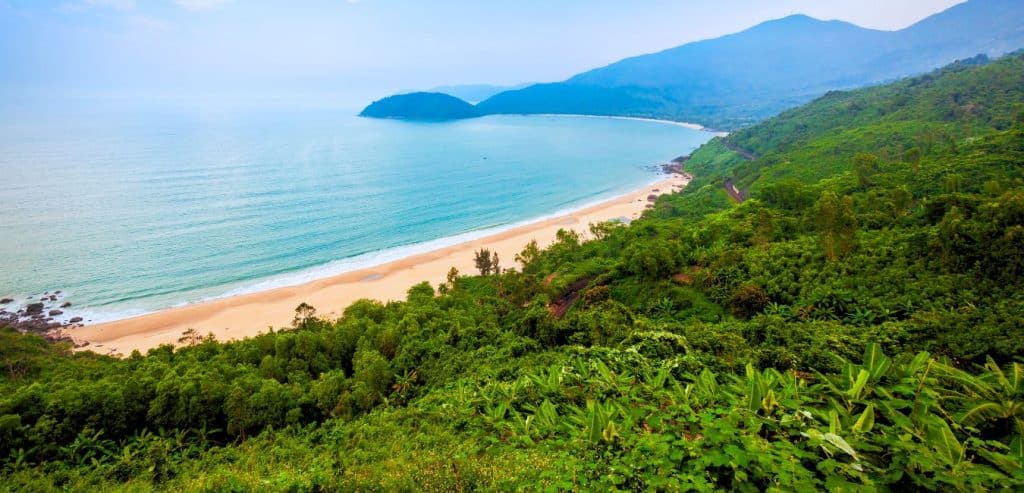 A view of a beach near Hai Van Pass