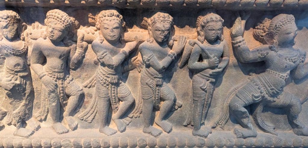 A closeup of a sculpture on display at the museum of Cham Sculpture in Da Nang