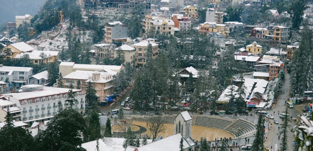 Sapa's Town covered in snow