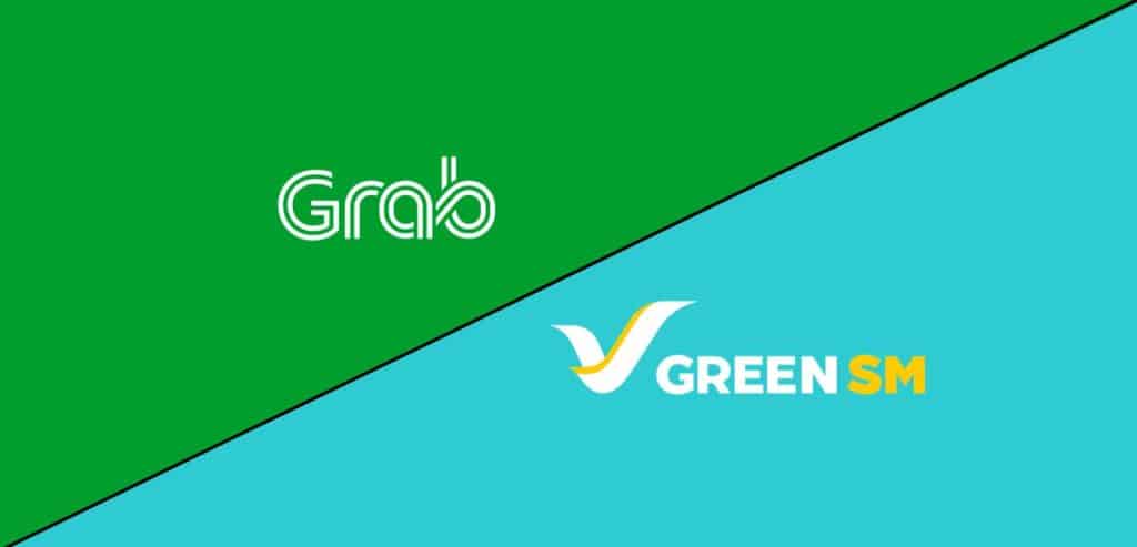 Logos for Grab and Green SM in Vietnam